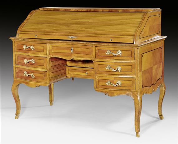 Appraisal: CYLINDER DESK Louis XV probably Austria circa Cherry and fruitwoods