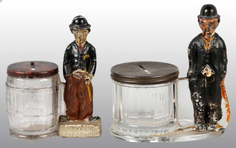 Appraisal: Lot of Glass Charlie Chaplin Candy Containers Description Also still