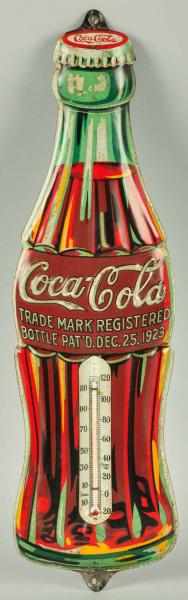 Appraisal: Embossed Tin Coca-Cola Bottle Thermometer Description Slightly darkened Some general