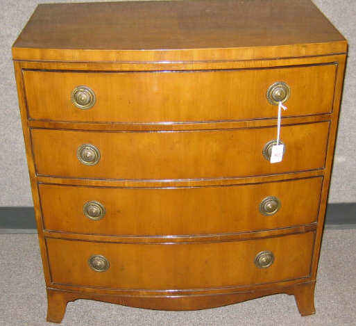 Appraisal: BAKER BOW FRONT CHEST OF DRAWERS Of diminutive size with