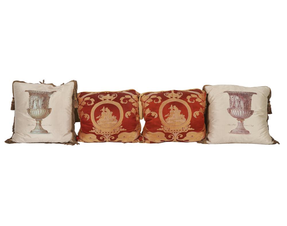 Appraisal: TWO PAIRS OF DECORATIVE THROW PILLOWSthe first pair silk with