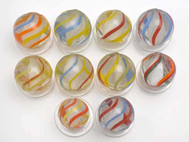 Appraisal: Lot of White Solid Core Swirl Marbles Description Nice group