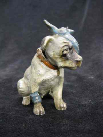 Appraisal: Austria Cold Painted Metal Dog ''Nodder''figurine a wounded seated dog