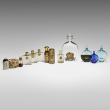 Appraisal: COLLECTION OF THIRTEEN VINTAGE PERFUME BOTTLES Francefrosted and clear glass