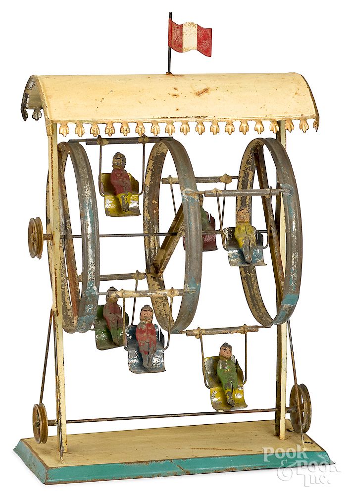 Appraisal: Painted double Ferris wheel steam toy accessory Painted tin double