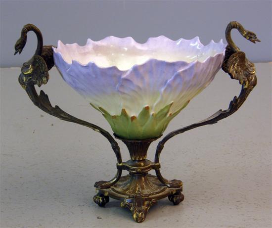 Appraisal: th century porcelain vase raised on gilt metal mounts with