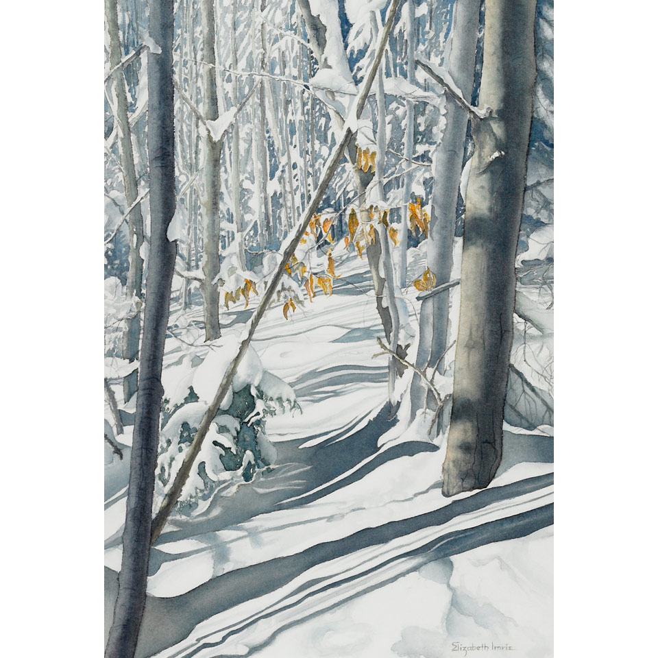 Appraisal: ELIZABETH IMRIE SNOW AND FOREST watercolour signed x cm x