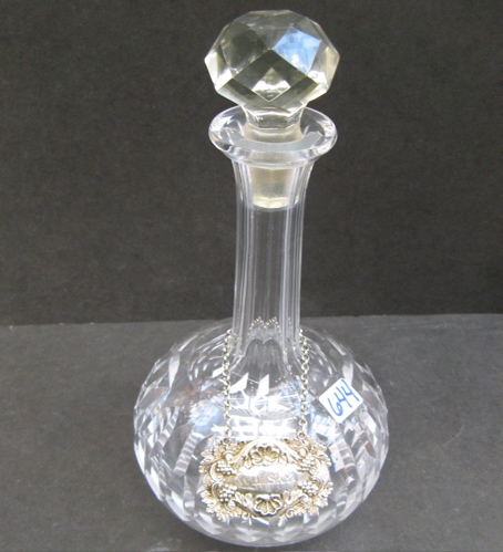 Appraisal: A CRYSTAL LIQUOR DECANTER with Sterling Silver Whisky tag Original