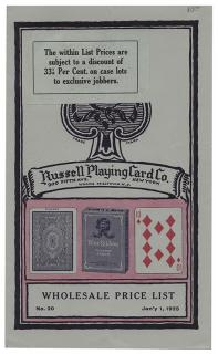 Appraisal: Two Price Lists and One Flyer Including Russell Playing Card