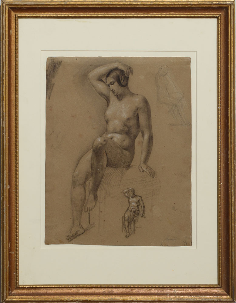 Appraisal: ATTRIBUTED TO HEINRICH SCHWEMMINGER - STUDY OF A SEATED WOMAN