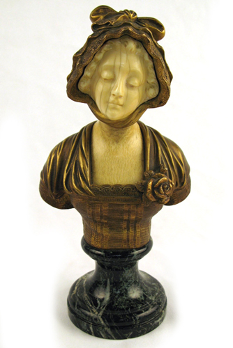 Appraisal: TH CENTURY FRENCH IVORY AND GILT BRONZE BUST attributed to