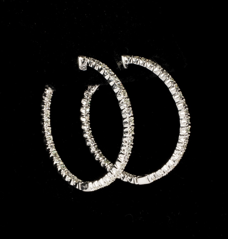 Appraisal: LADIES WHITE GOLD AND DIAMOND EARRINGS Pair of K White