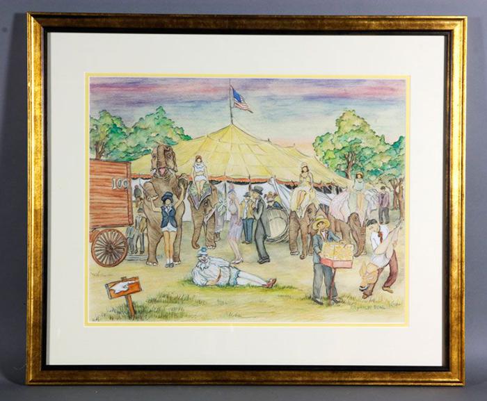 Appraisal: - Beal Circus Scene M M Reynolds Beal circus scene