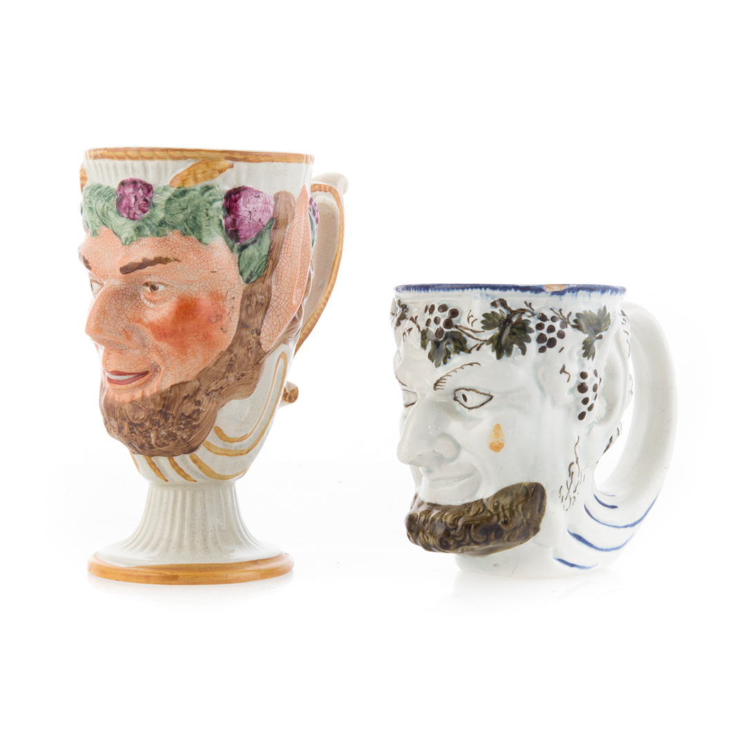 Appraisal: Two Staffordshire satyr mugs pearlware mug with grapevine decoration circa