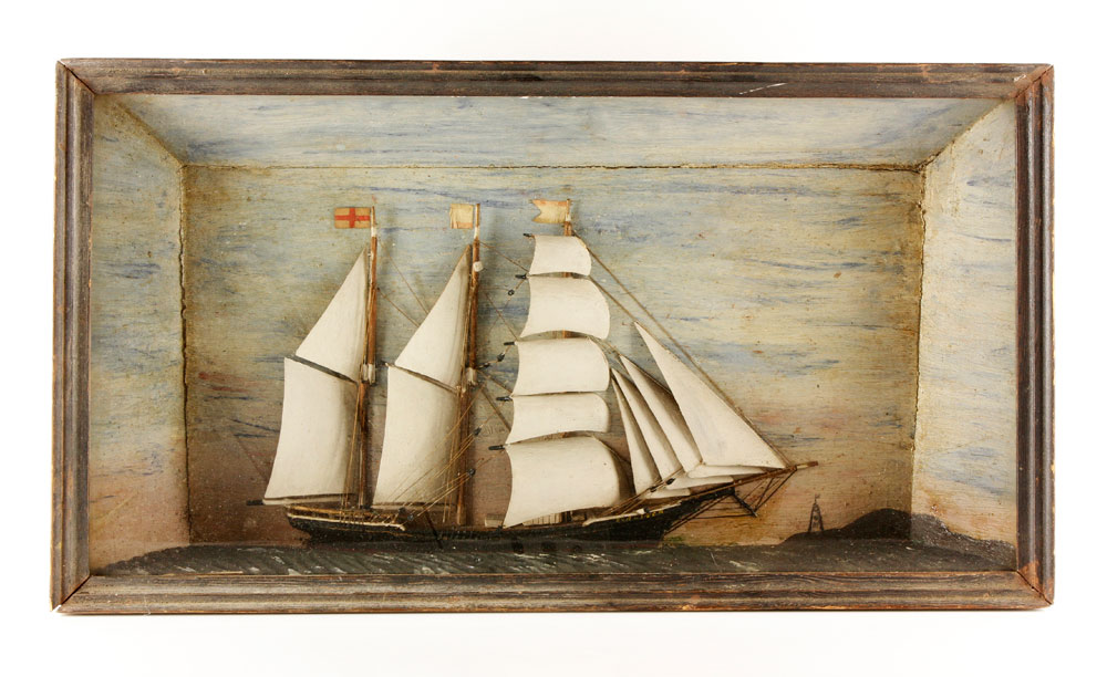 Appraisal: - Diorama of Rigged Sailing Ship Diorama of a fully