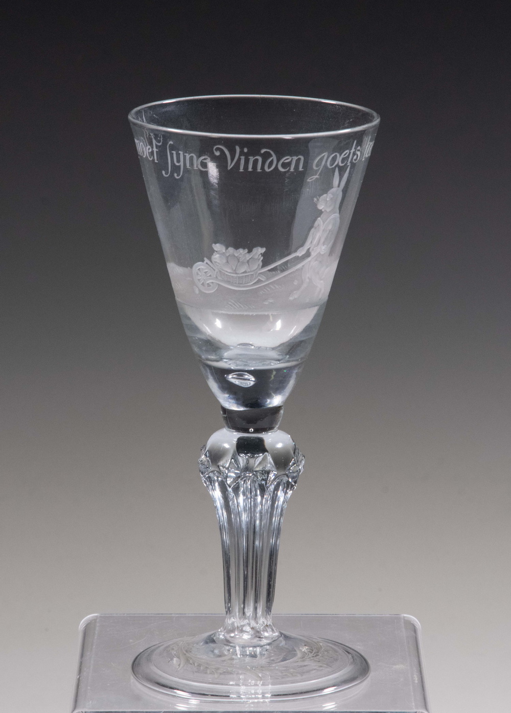 Appraisal: EARLY CONTINENTAL ENGRAVED GLASS GOBLET th or th c Free