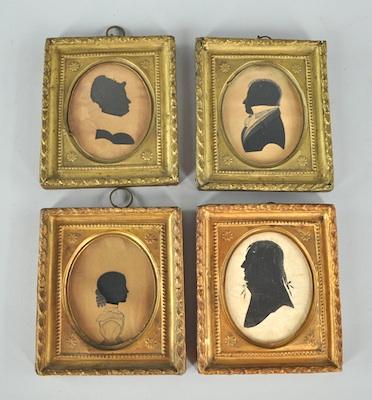 Appraisal: Four Early Framed Silhouettes Each framed in a similar cast