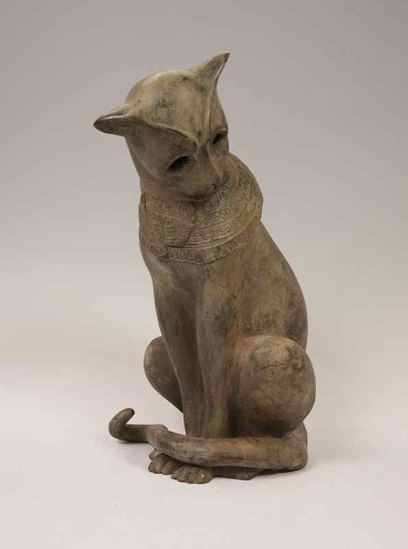 Appraisal: BRONZE MODEL OF AN EGYPTIAN CAT Hollow life size figure