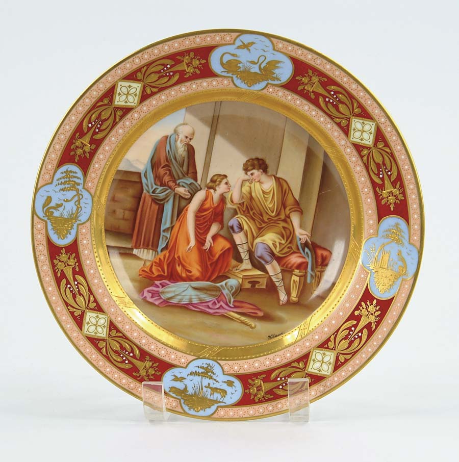 Appraisal: VIENNA DECORATED PLATE CASAR U THETIS Central hand painted scene