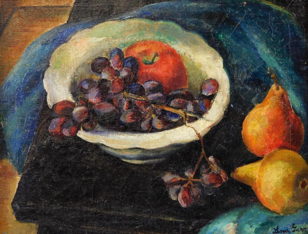 Appraisal: Lena Gurr American - oil on canvas tabletop still life