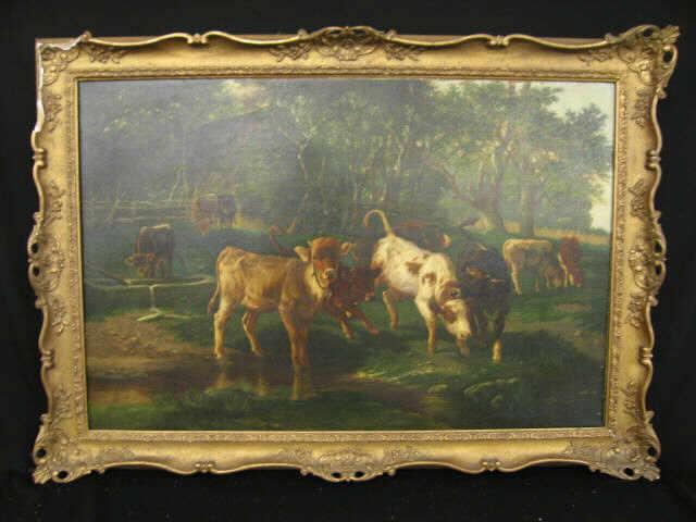 Appraisal: A Eisenhofer Oil Calves Along the Stream well listed artist