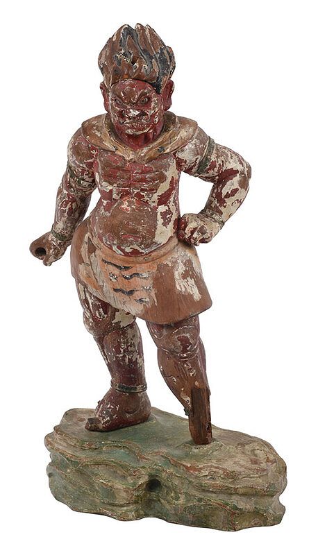 Appraisal: Japanese Carved and Polychromed Fudo Myo-o Figure Edo period depicting