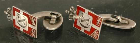 Appraisal: A pair of commemorative cufflinks by Georg Jensen Each cufflink