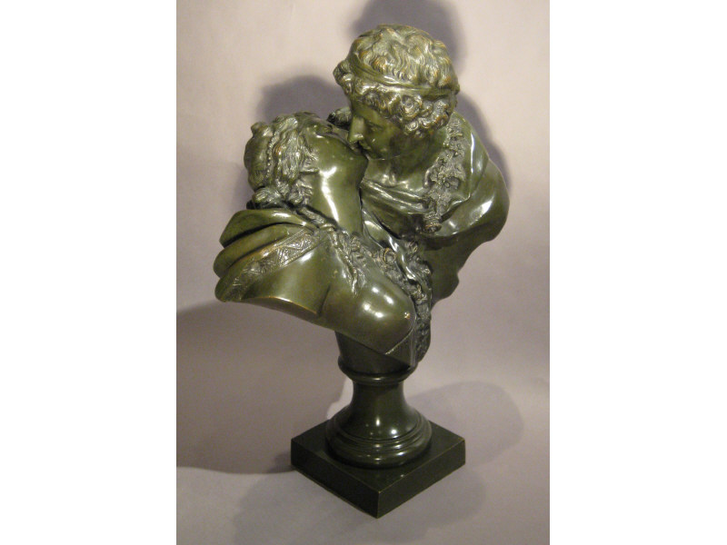 Appraisal: AFTER JEAN ANTOINE HOUDON FRENCH - Cast bronze figure group