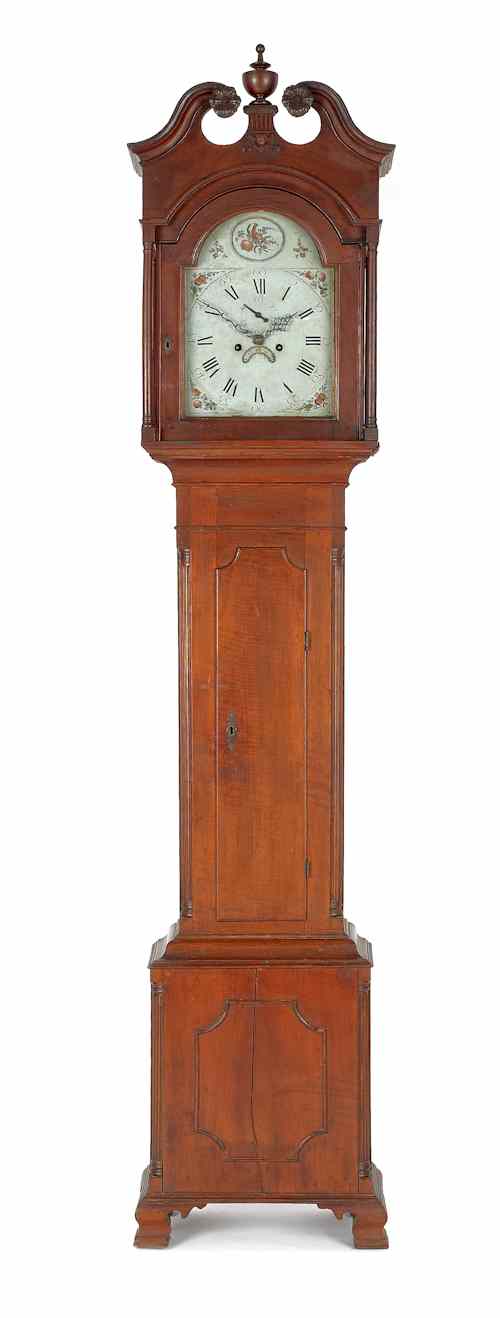 Appraisal: Virginia Chippendale walnut tall case clock ca with a broken