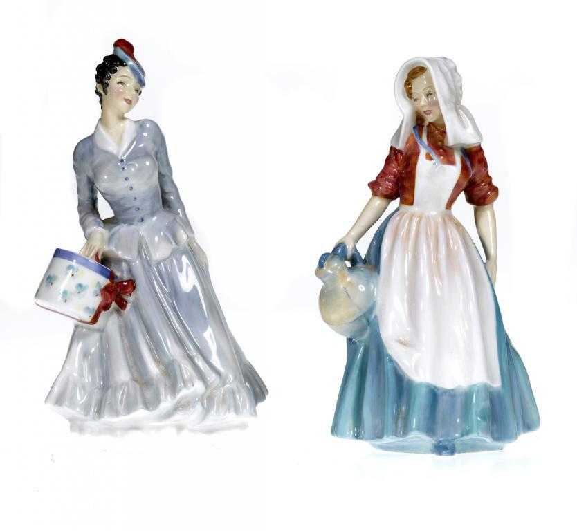 Appraisal: TWO ROYAL DOULTON FIGURES OF A JERSEY MILKMAID AND MIDINETTE