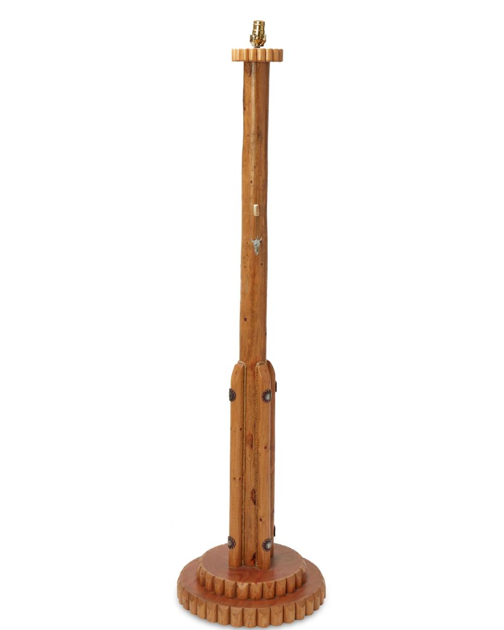 Appraisal: A Molesworth-style wood floor lamp st century A burlwood floor