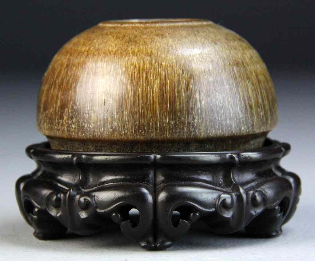 Appraisal: Fine Chinese Carved Rhinoceroses Horn BrushwashOf beehive form raised on