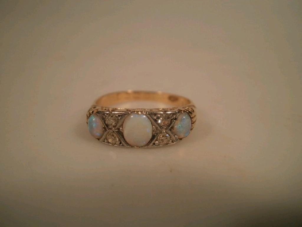 Appraisal: An early thC diamond and opal set ct gold dress