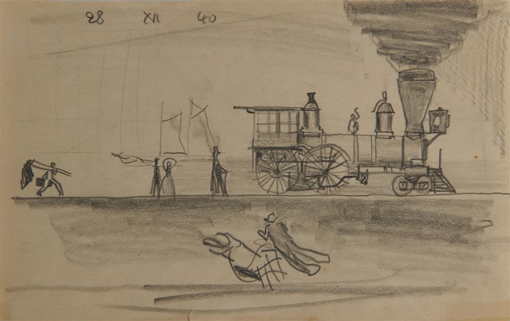 Appraisal: LYONEL FEININGER American German - Locomotive pencil on paper dated