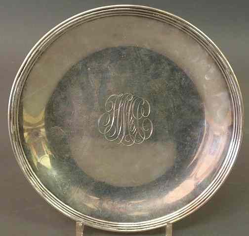 Appraisal: Sterling silver dish monogrammed HMC dia troy oz