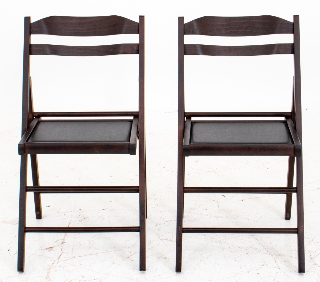 Appraisal: ITALIAN FOLDING CHAIRS PAIR Italian folding chairs with faux leather