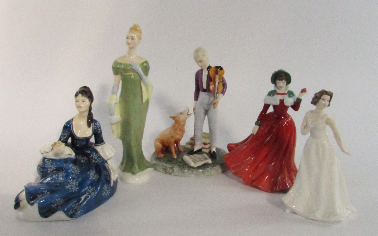 Appraisal: Five Royal Doulton figures comprising The Young Master HN Cherish