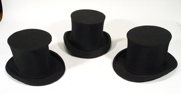 Appraisal: Three gentlemens top hats one by Scott Co Piccadilly another