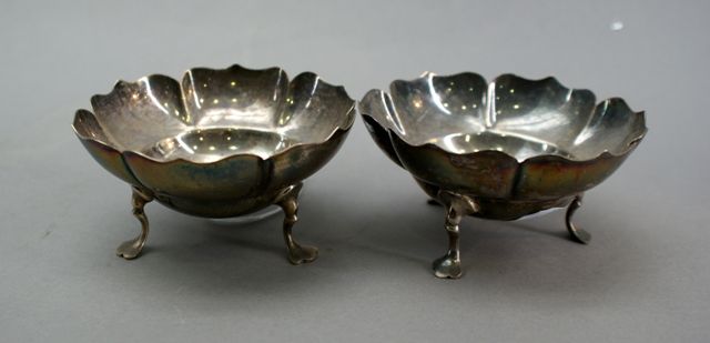 Appraisal: A pair of Victorian sterling silver lotus-shaped footed sweet dishes