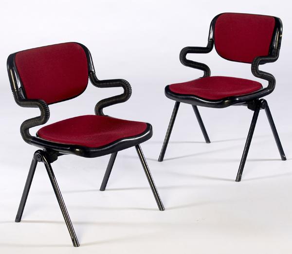 Appraisal: AMBASZ PIRETTI FOR OPENARK Pair of armchairs with sliding seats