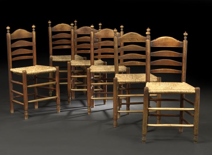 Appraisal: Suite of Six English Oak Sidechairs late th century each