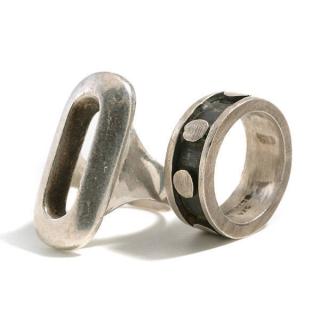 Appraisal: Two Sterling Silver Modernist Rings c 's