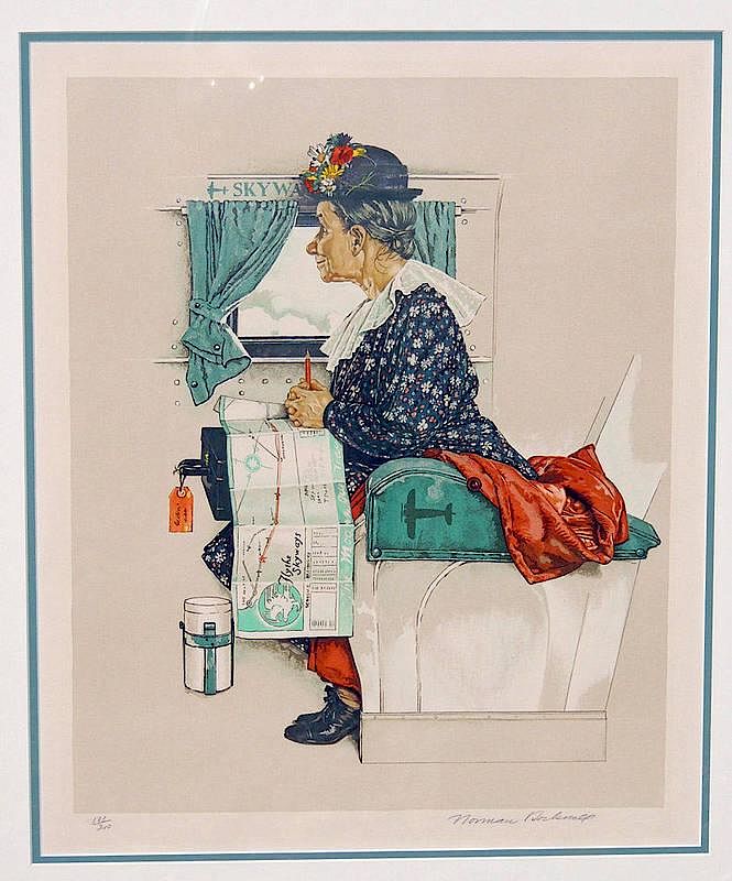 Appraisal: Norman Rockwell Lithograph Norman Rockwell Lithograph First Airplane Ride Pencil