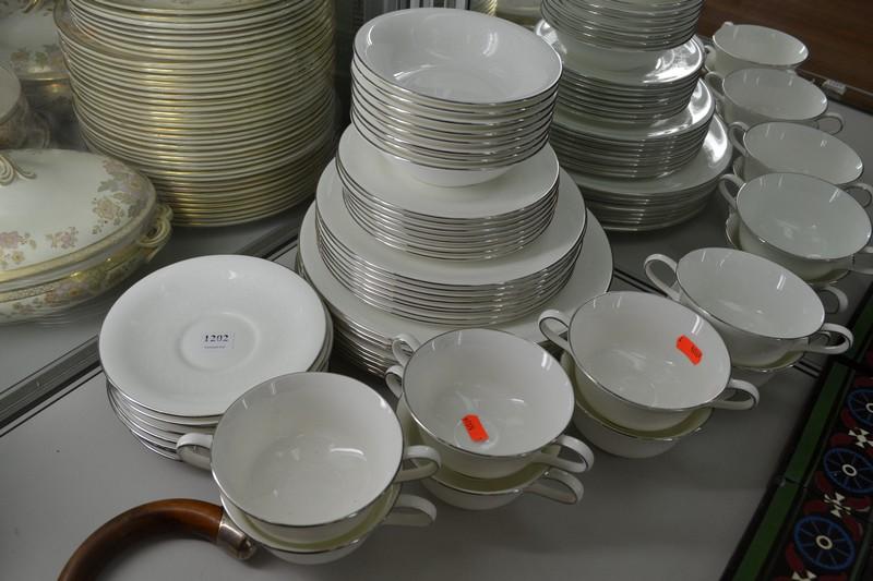 Appraisal: WEDGWOOD 'SILVER ERMINE' PATTERN DINNER SET FOR EIGHT ONE BOWL