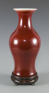 Appraisal: Chinese Sang Chinese porcelain Sang-de-Boeuf or oxblood monochrome vase flared