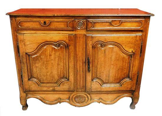 Appraisal: Louis XV cabinet th C fruitwood with circular scroll motif