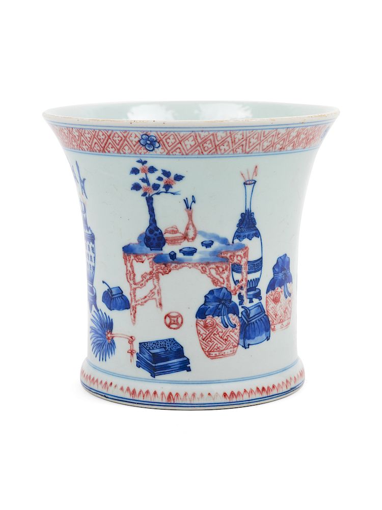 Appraisal: A Chinese Underglazed Blue and Red Porcelain Cachepot Height in