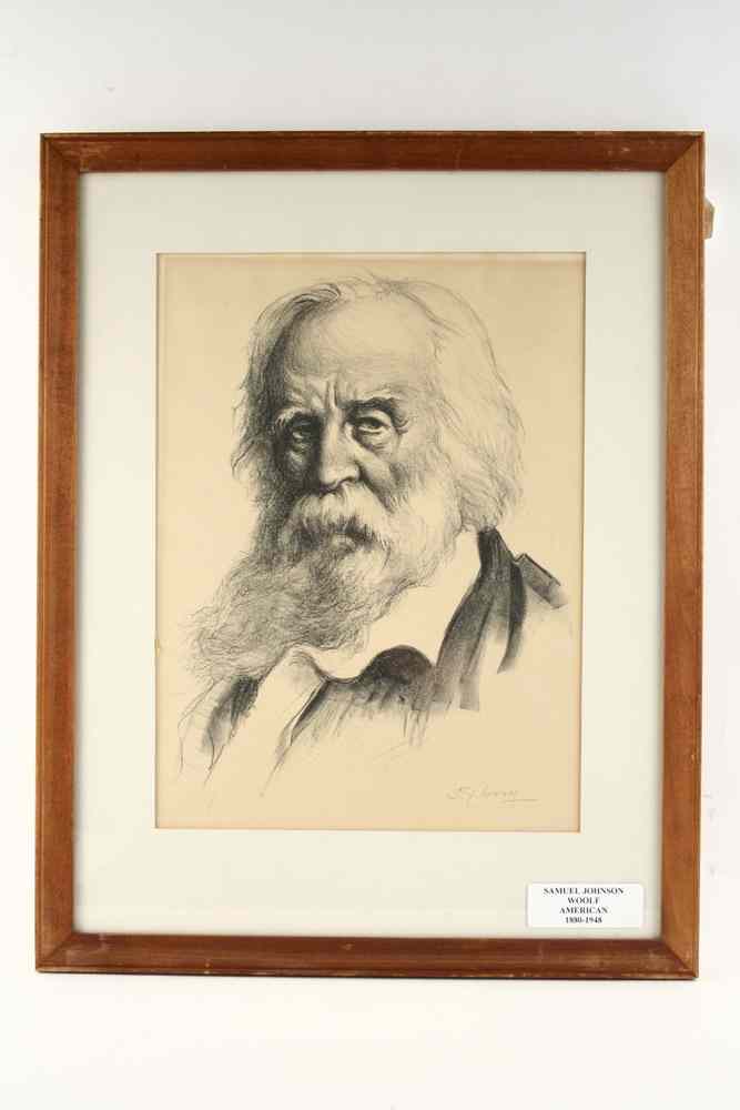 Appraisal: LITHOGRAPH - Bust portrait of Walt Whitman by Samuel Johnson