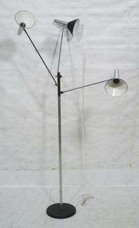 Appraisal: Modernist Chrome Adjustable Arm Floor Lamp Bla Modernist Chrome Adjustable