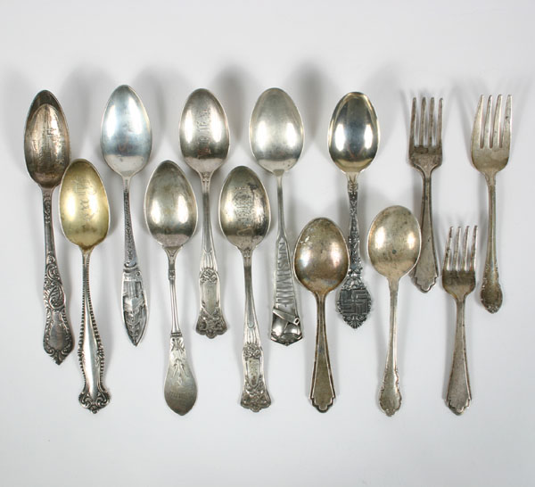 Appraisal: Lot of sterling spoons and children's silverware including four souvenir